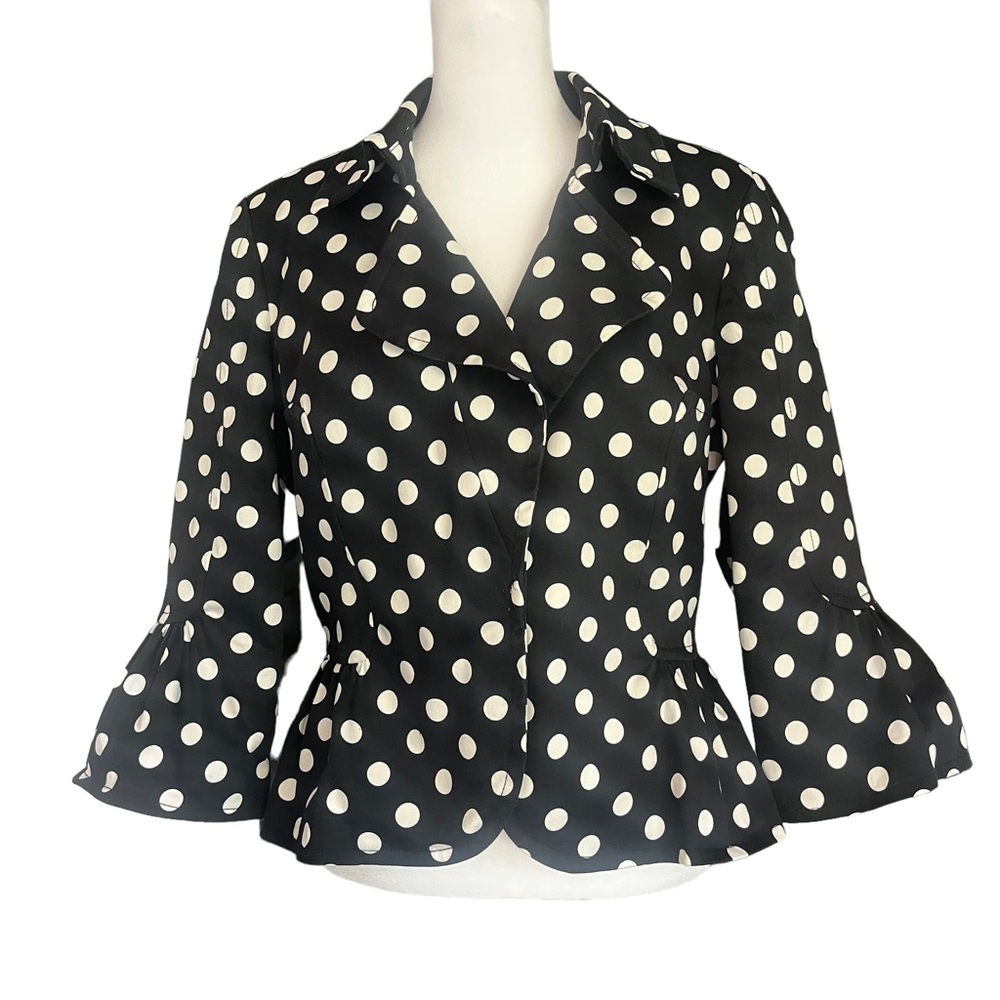 Kelly & Diane Cute Black & White Polka Dot Short Blazer/Jacket Size 10